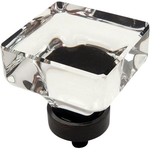 image:imageCosmas 6377ORBC Oil Rubbed Bronze Cabinet Hardware Square Knob with Clear Crystal Glass  138 Square