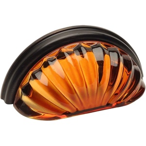 image:imageCosmas 6381ORBA Oil Rubbed Bronze with Amber Glass Cabinet Cup Pull  3 Inch 76mm Hole Centers