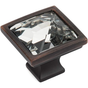 image:imageCosmas 6825ORBC Oil Rubbed Bronze Cabinet Hardware Square Knob with Clear Glass  114 Square