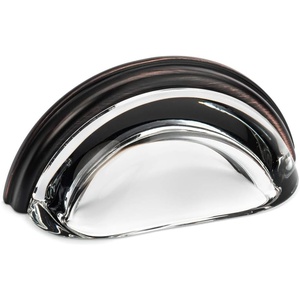 image:image10 Pack  Cosmas 6585ORBC Oil Rubbed Bronze with Clear Glass Cabinet Cup Pull  3 Inch 76mm Hole Centers