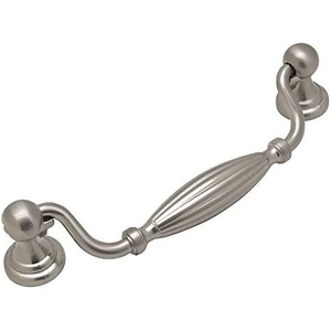 image:image10 Pack  Cosmas 7122SN Satin Nickel Country Style CabinetFurniture Hardware Ribbed Swinging Handle Pull  5 Inch 128mm Hole Centers