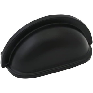 image:imageCosmas 4310FB Flat Black Cabinet Hardware Bin Cup Drawer Handle Pull  3 Inch 76mm Hole Centers