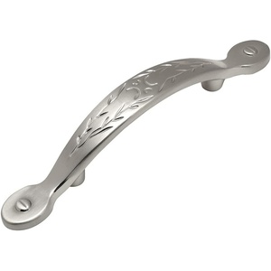 image:imageCosmas 465SN Satin Nickel Leaf Design Cabinet Hardware Handle Pull  3 Inch 76mm Hole Centers 534 Overall Length